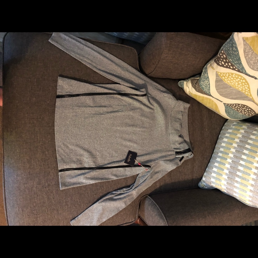 Grey zipper neck cowl